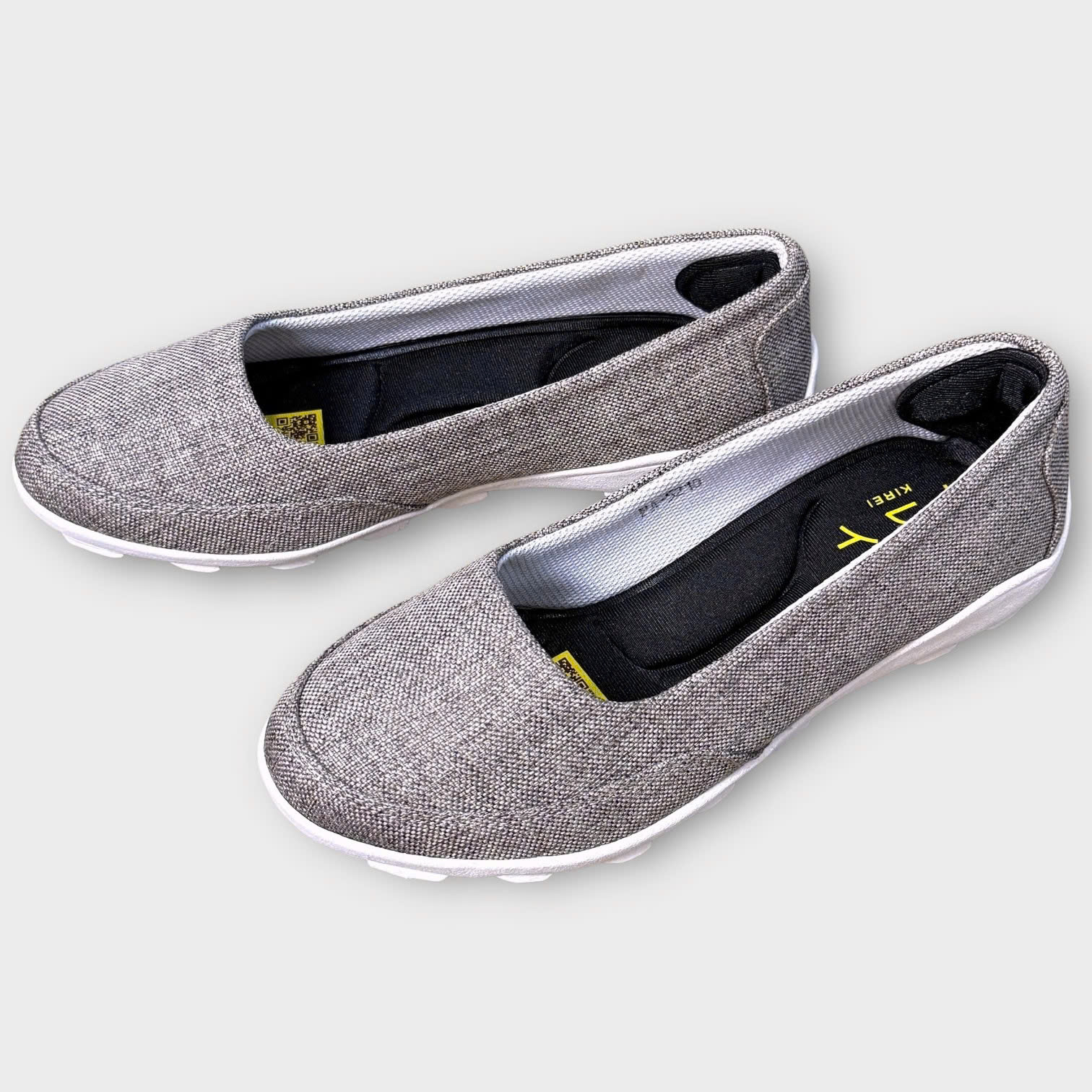 Kirei Walk KH Giày Búp Bê Canvas Đế Dẻo Xám