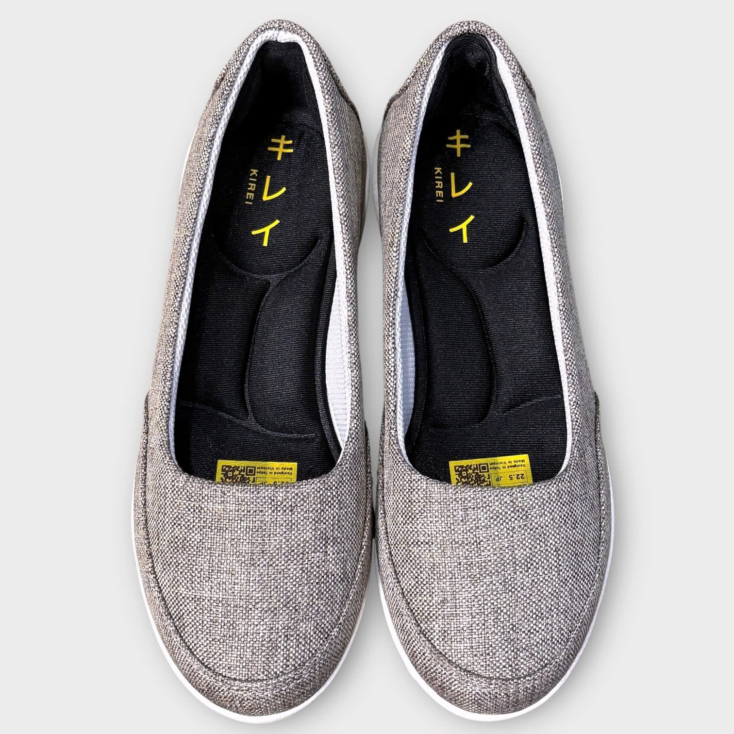 Kirei Walk KH Giày Búp Bê Canvas Đế Dẻo Xám