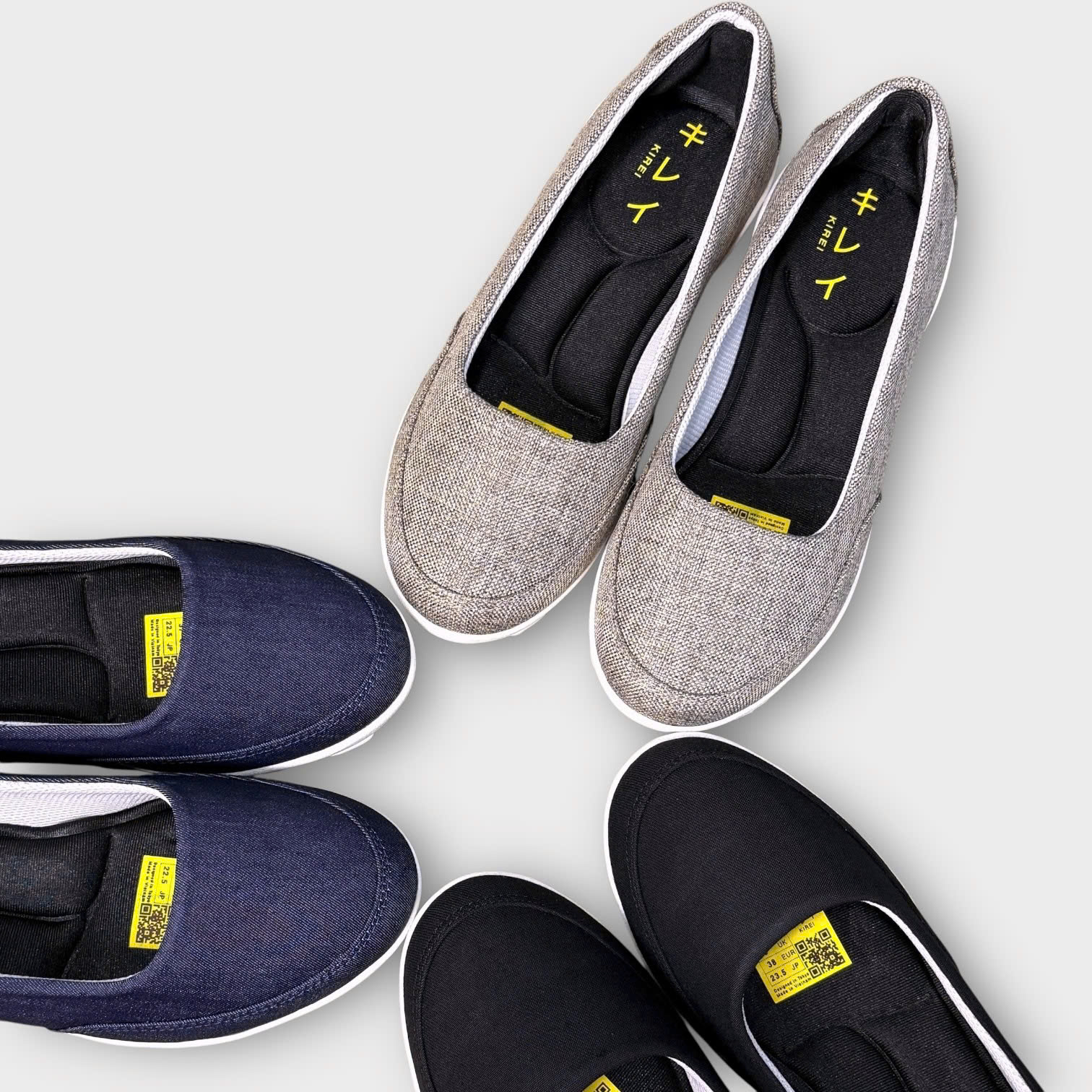 Giày Nhật búp bê Kirei walk canvas đế dẻo KH Xanh