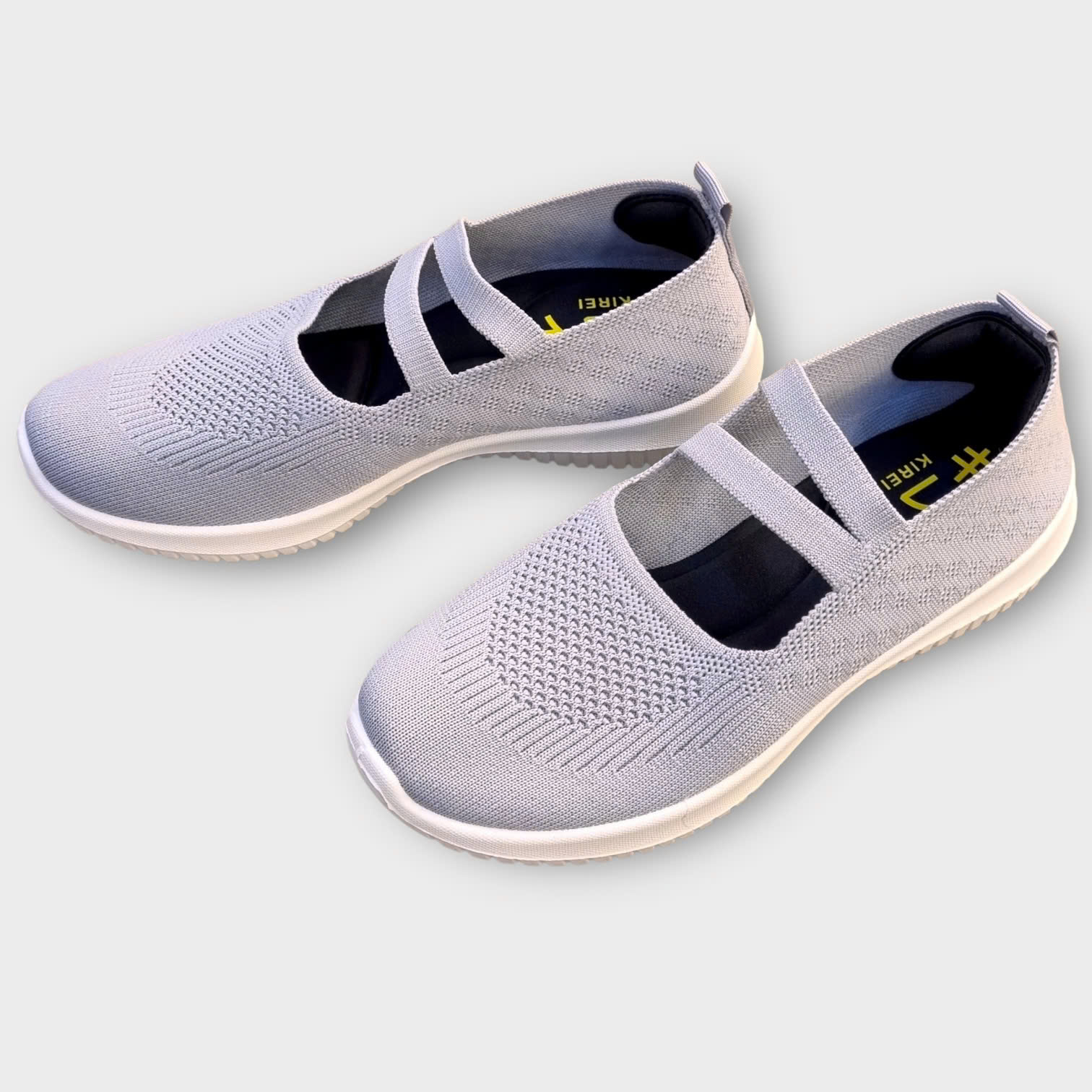 Kirei Walk BG Giày Búp Bê Straps Knitted Xám