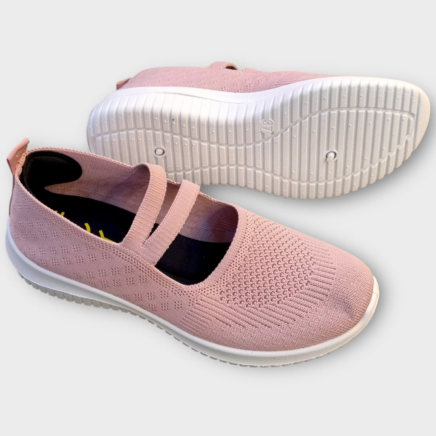 Kirei Walk BG Giày Búp Bê Straps Knitted Hồng