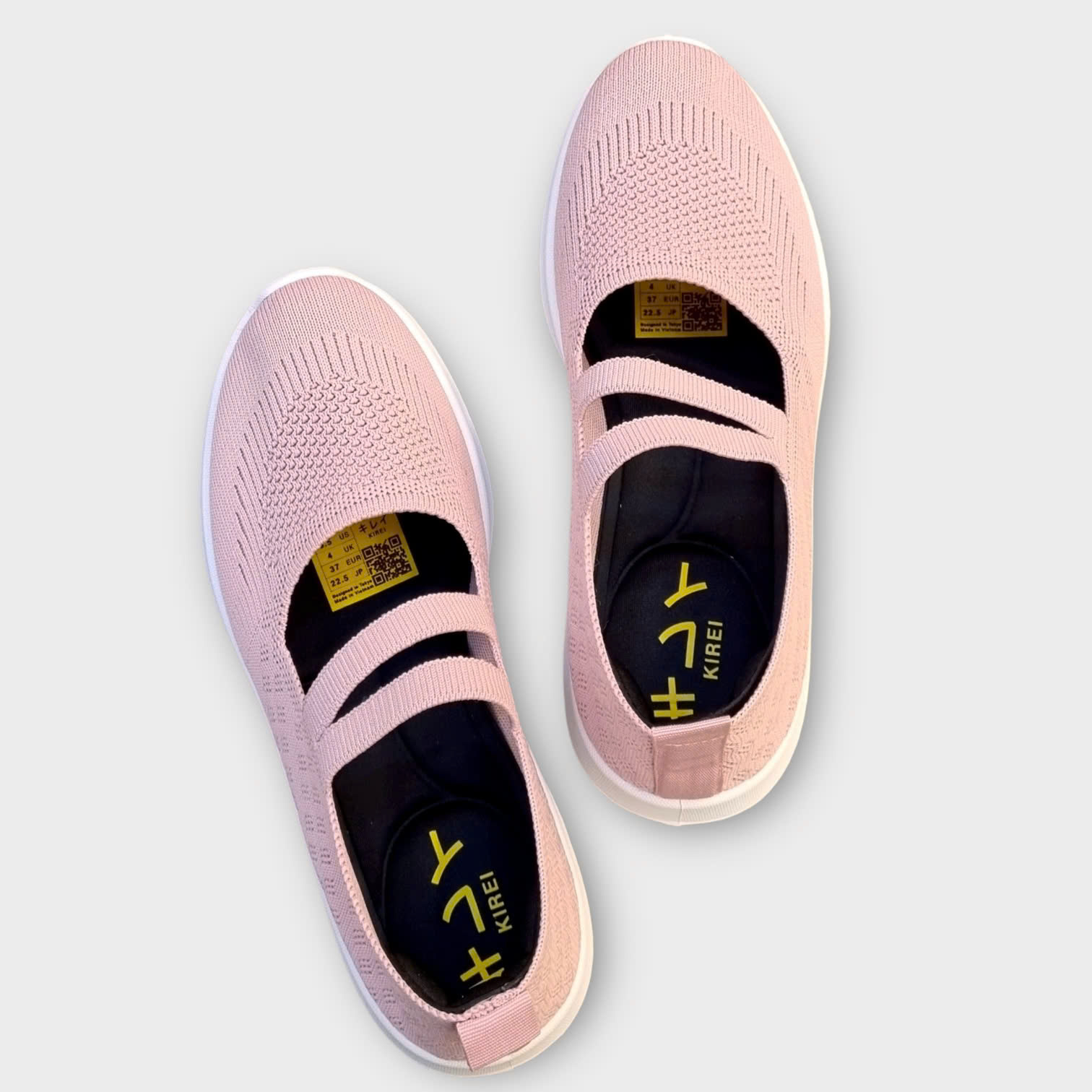 Kirei Walk BG Giày Búp Bê Straps Knitted Hồng