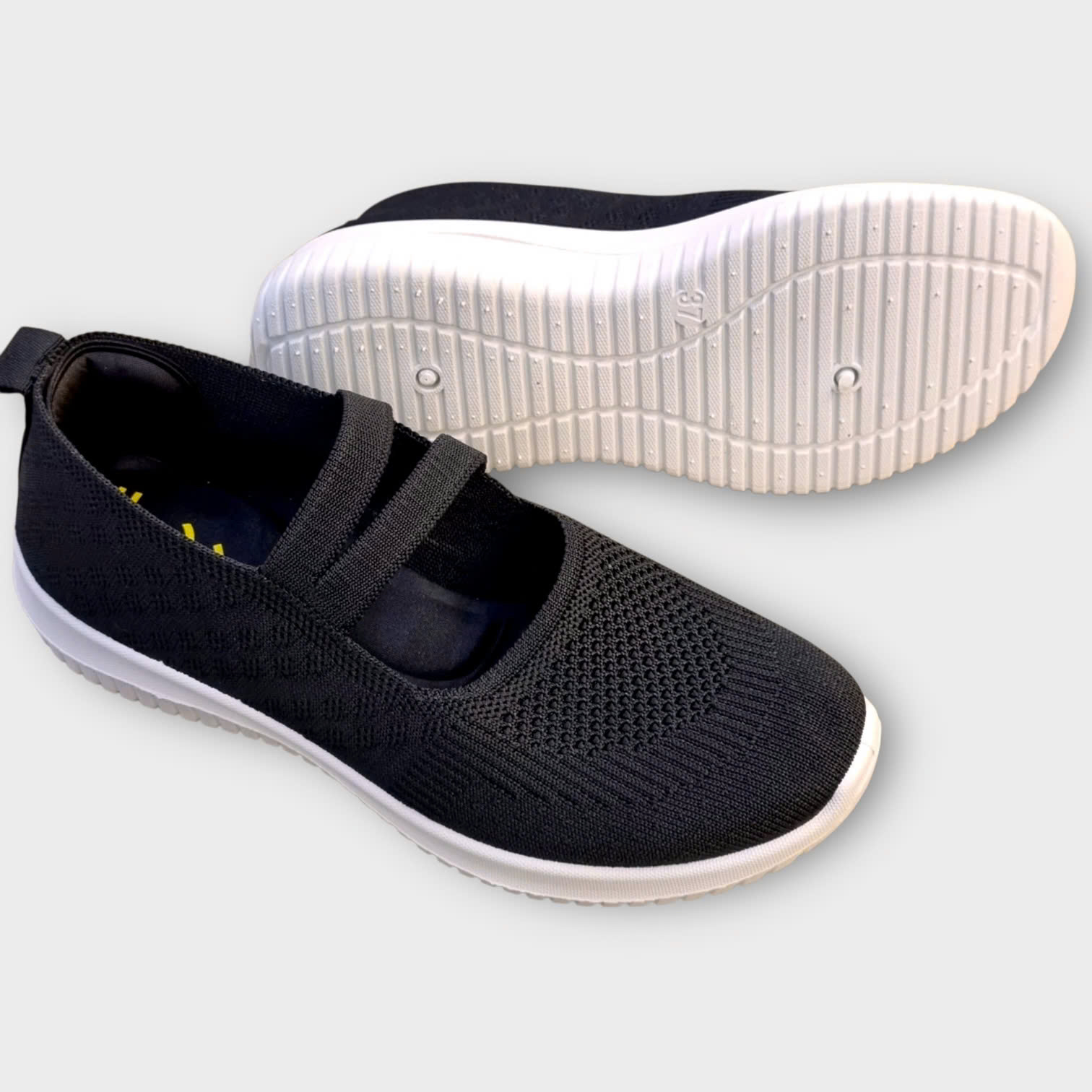 Kirei Walk BG Giày Búp Bê Straps Knitted Đen