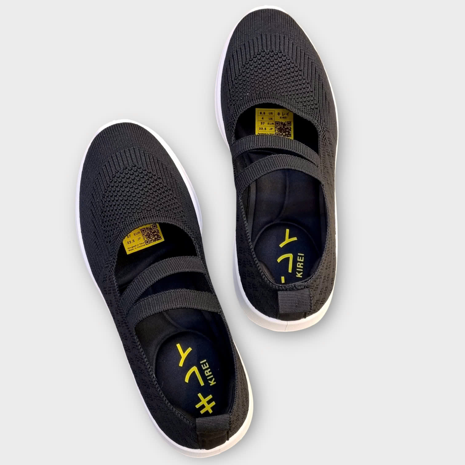 Kirei Walk BG Giày Búp Bê Straps Knitted Đen