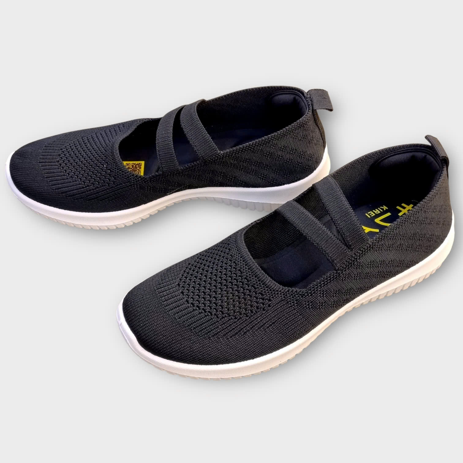 Kirei Walk BG Giày Búp Bê Straps Knitted Đen