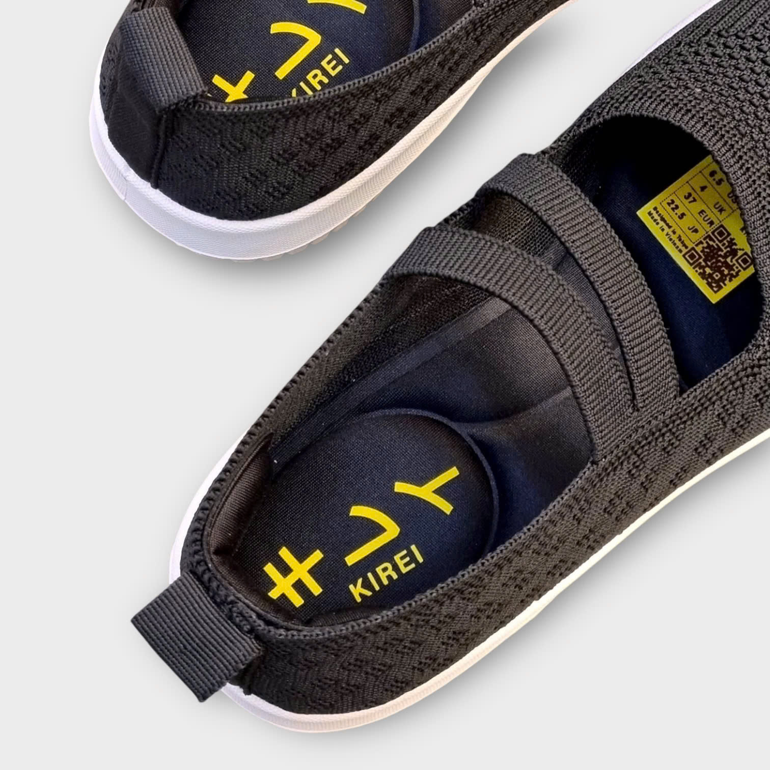 Kirei Walk BG Giày Búp Bê Straps Knitted Đen