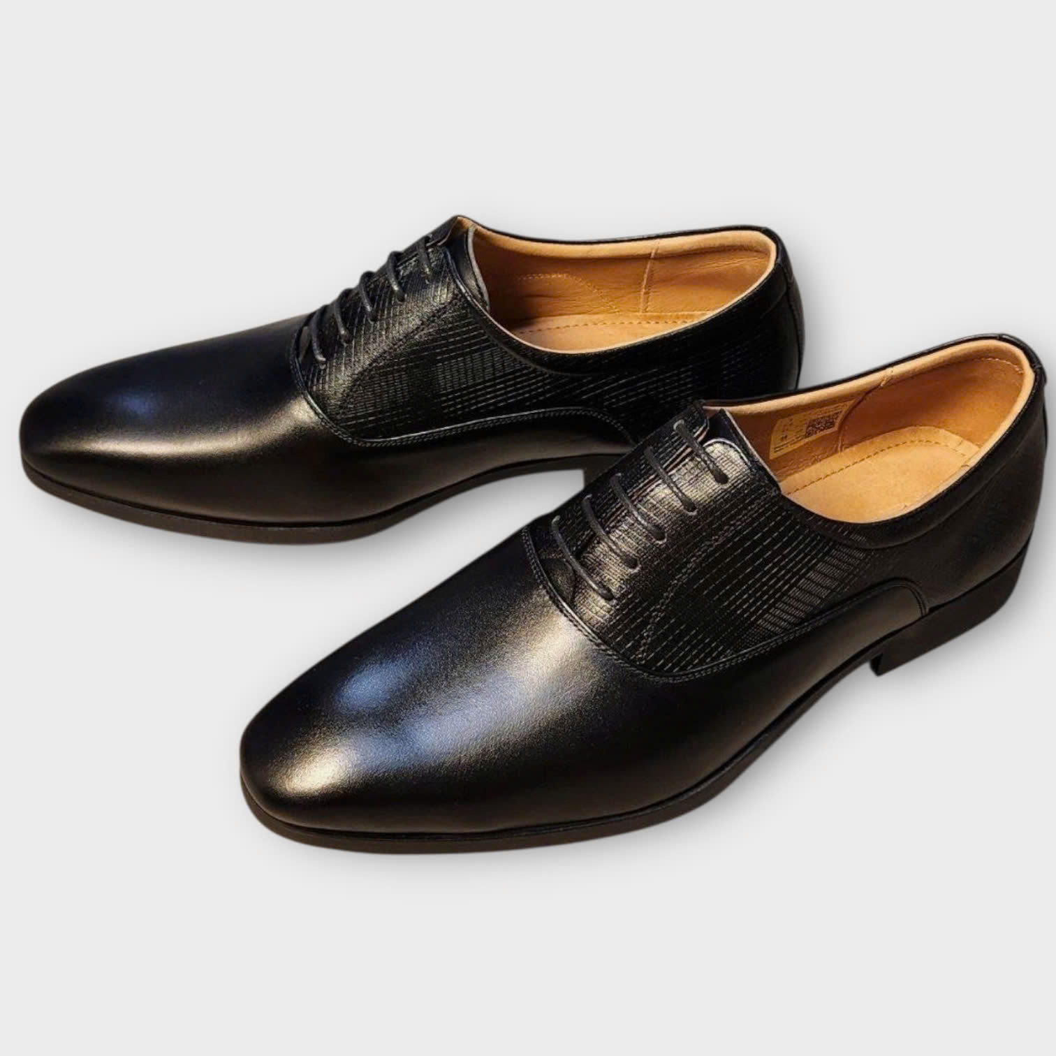 Giày tây Hansamu Emboss Oxford LA Đen