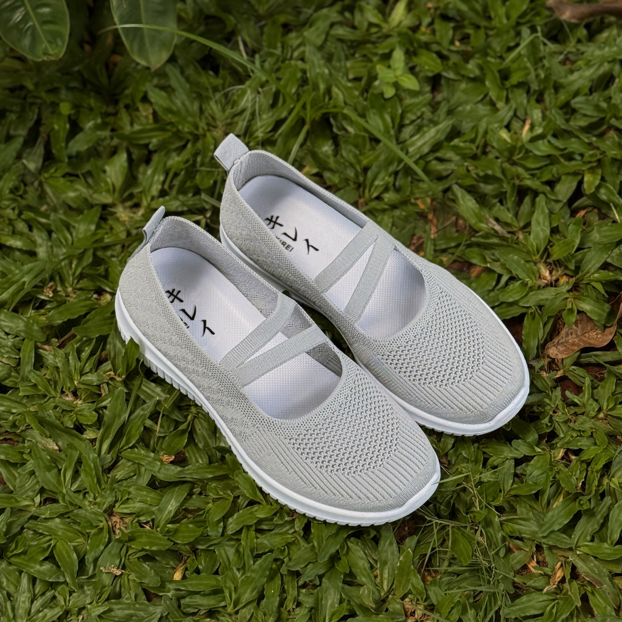 Giày Nhật búp bê Kirei walk straps knitted HD Xám