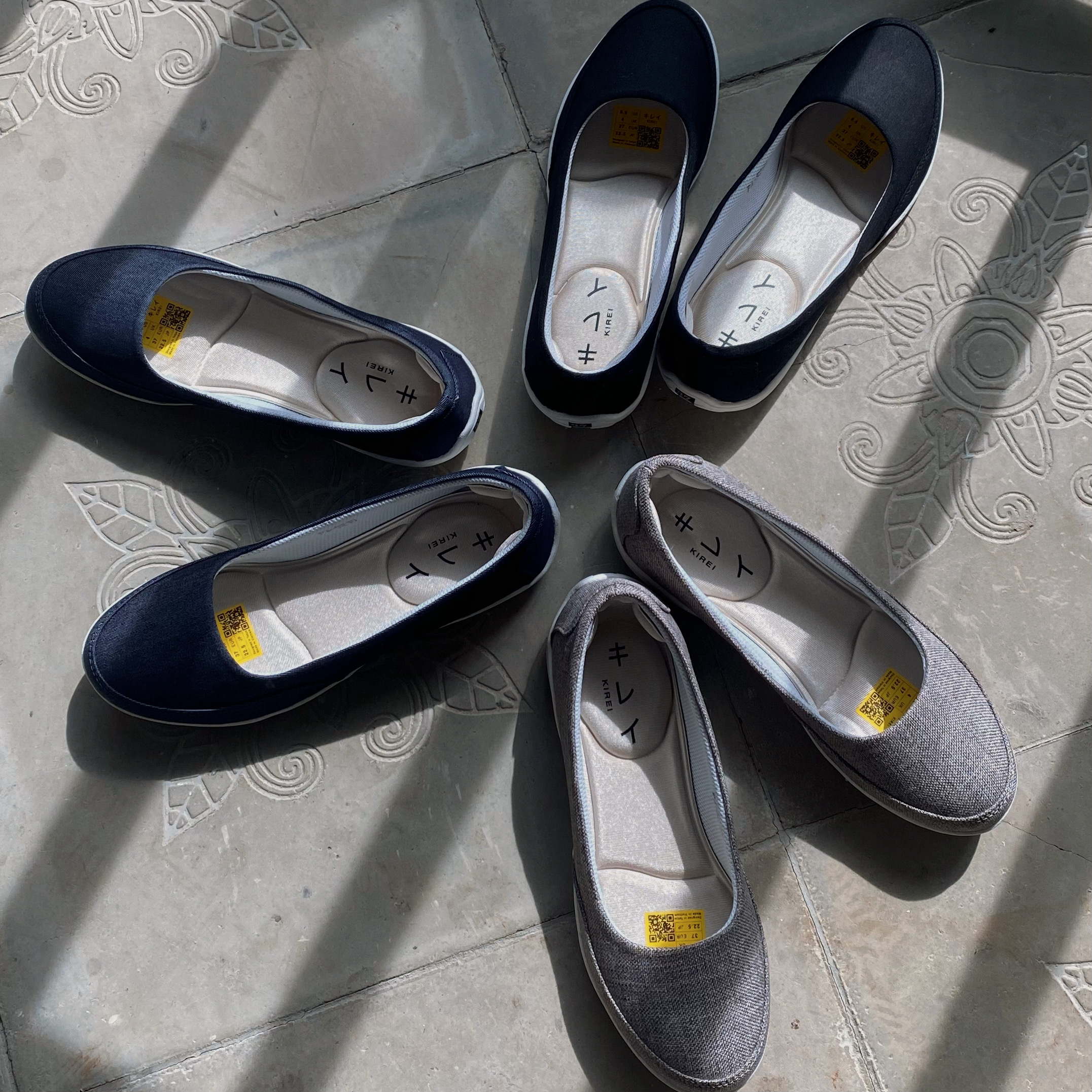Kirei Walk KH Giày Búp Bê Canvas Đế Dẻo Xám