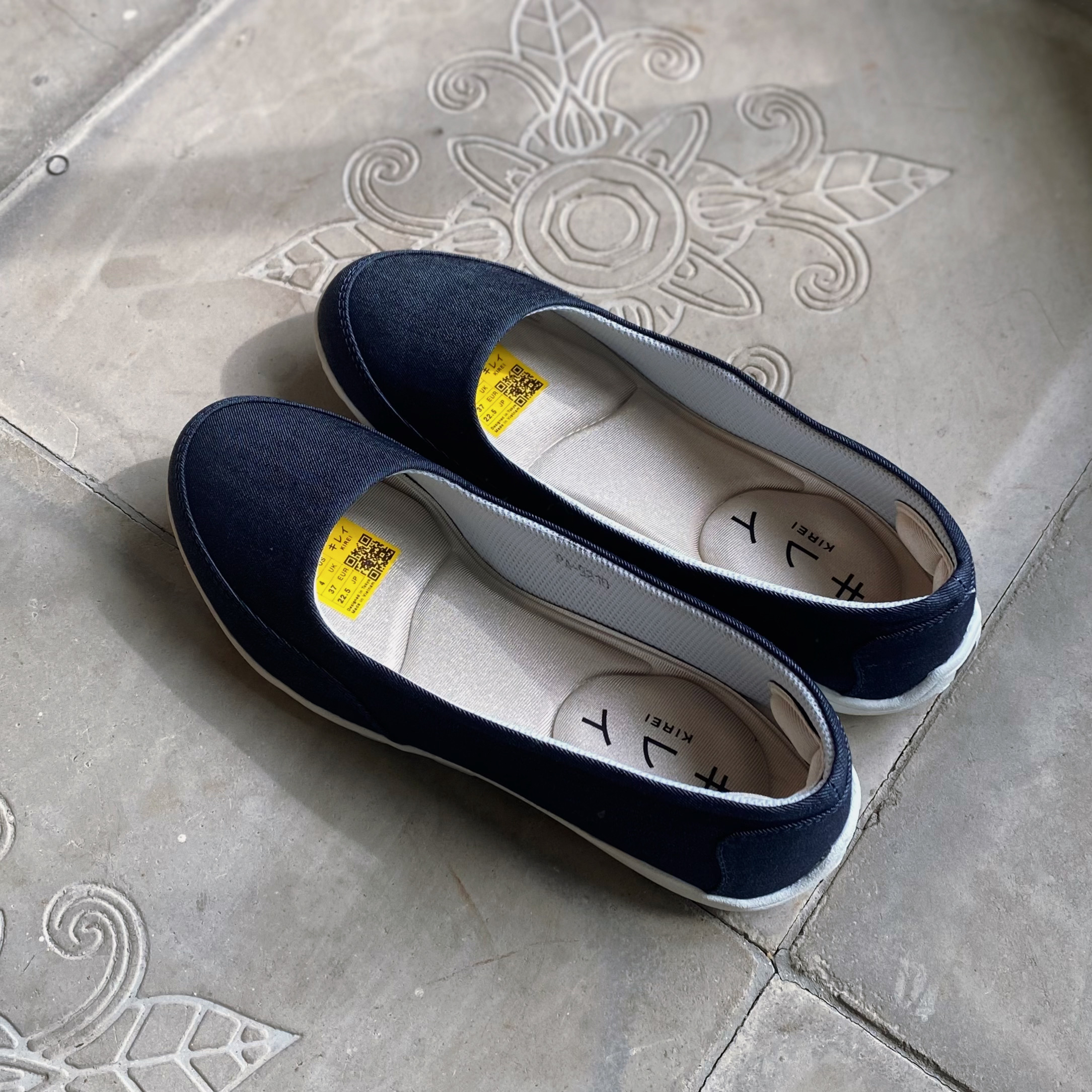 Giày Nhật búp bê Kirei walk canvas đế dẻo KH Xanh