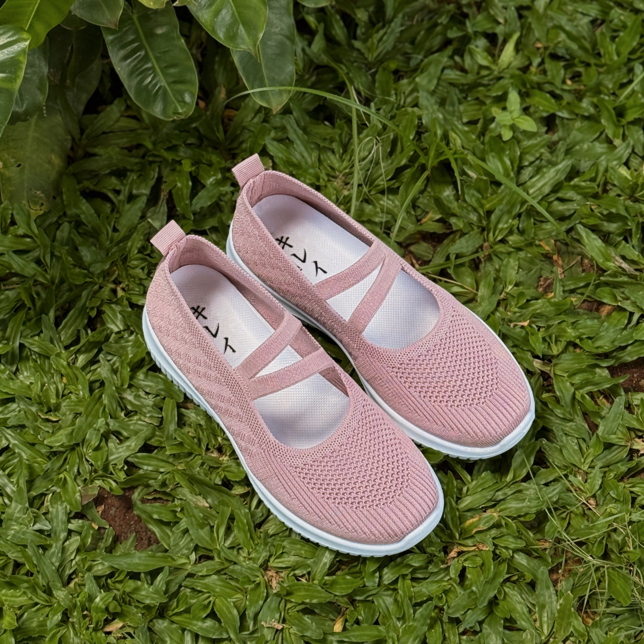 Giày Nhật búp bê Kirei walk straps knitted HD Hồng