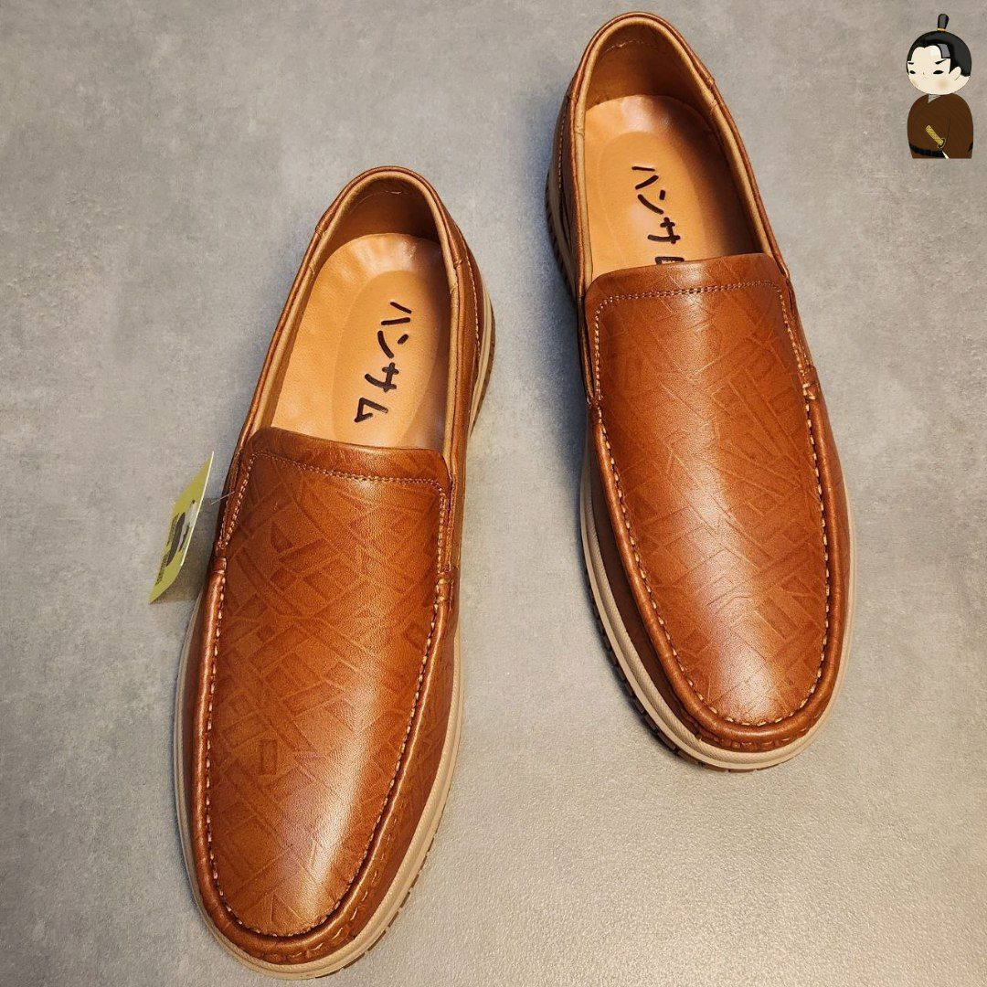 Hansamu Office LA Men&#39;s Brown Wrinkled Leather Loafers