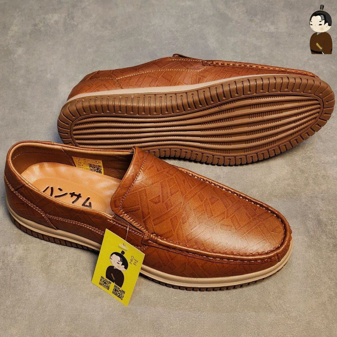 Hansamu Office LA Men&#39;s Brown Wrinkled Leather Loafers