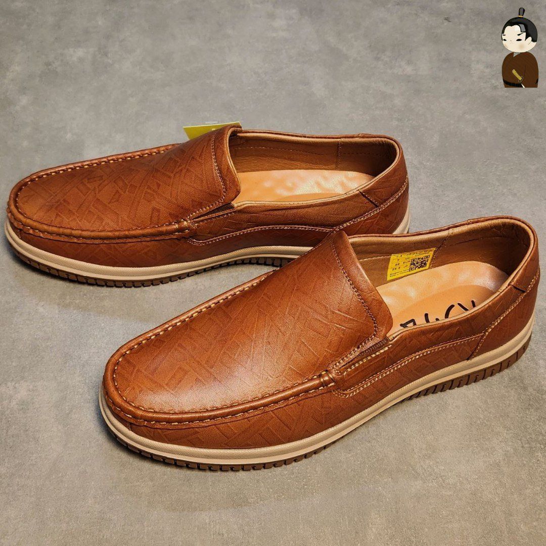 Hansamu Office LA Men&#39;s Brown Wrinkled Leather Loafers