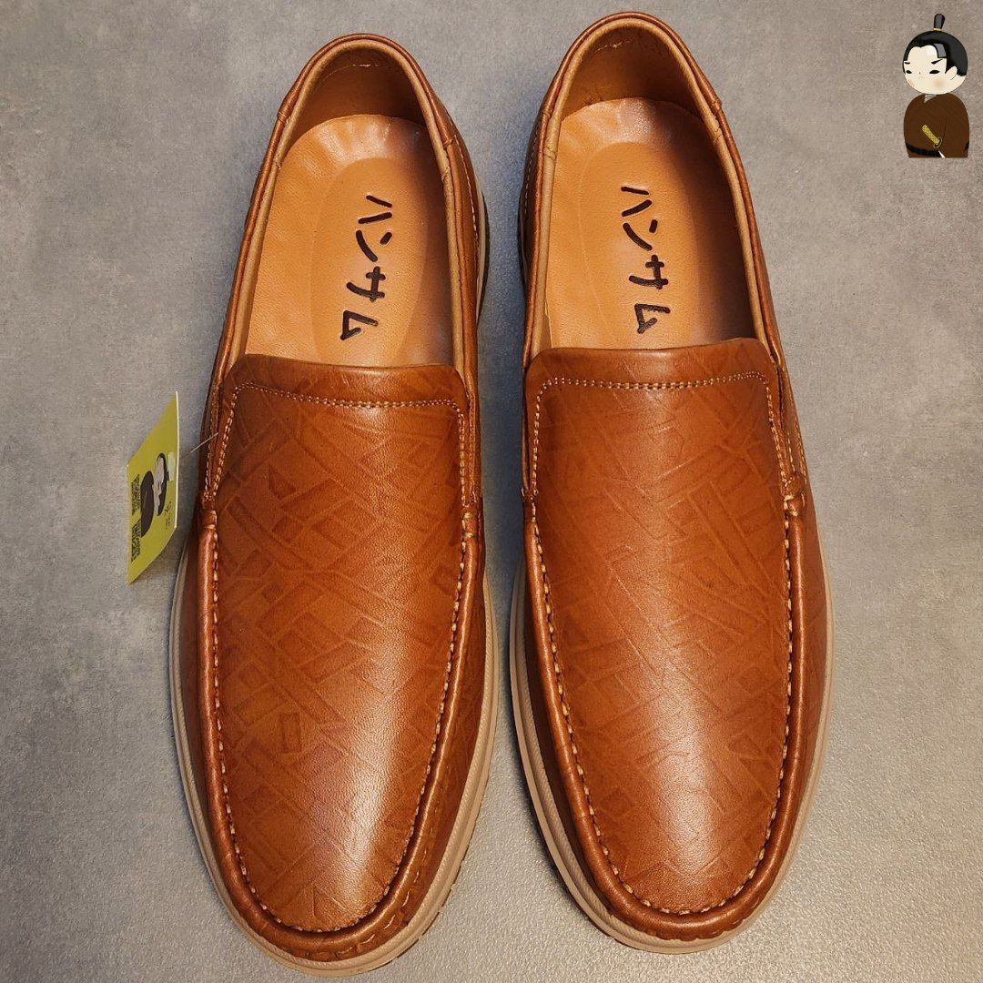 Hansamu Office LA Men&#39;s Brown Wrinkled Leather Loafers