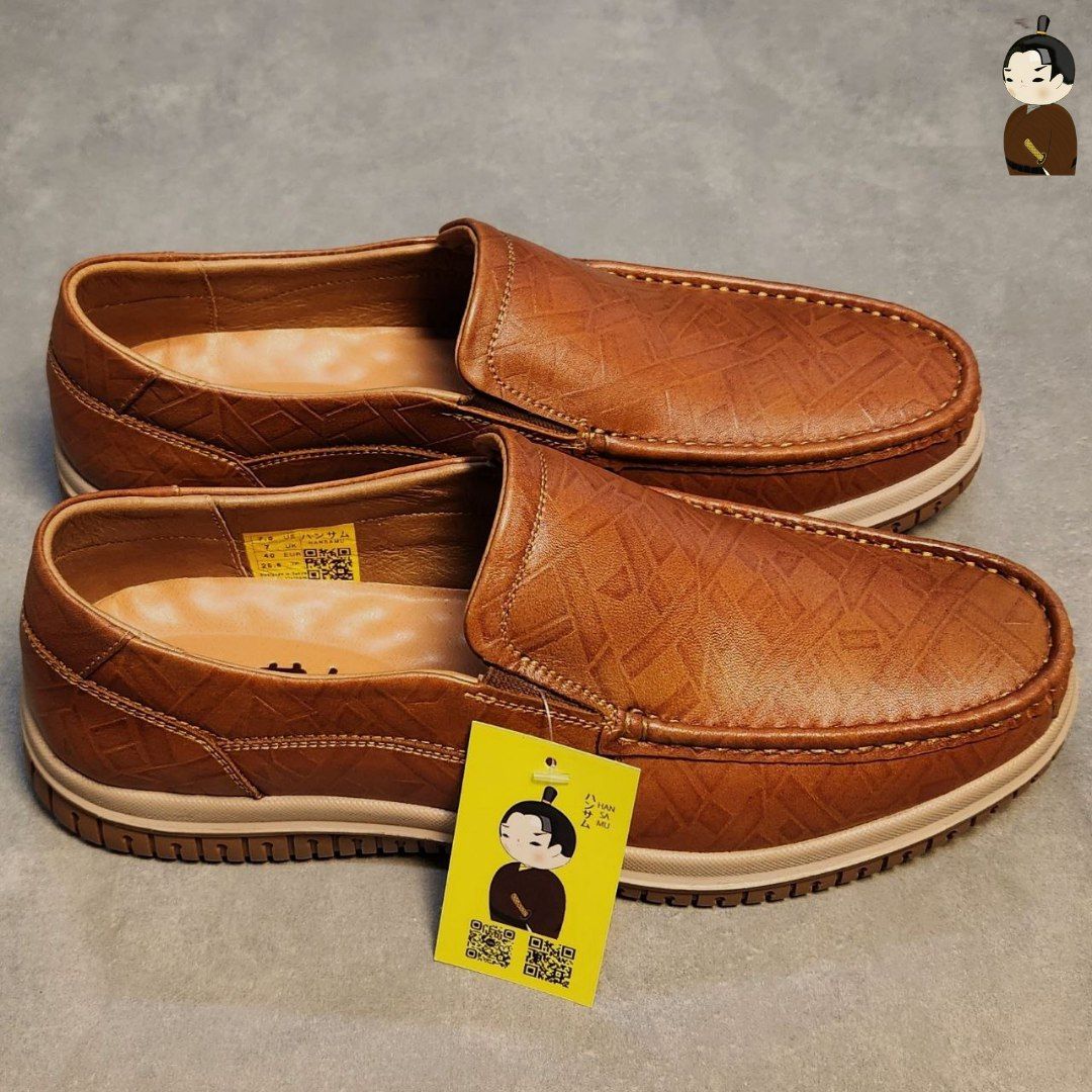Hansamu Office LA Men&#39;s Brown Wrinkled Leather Loafers
