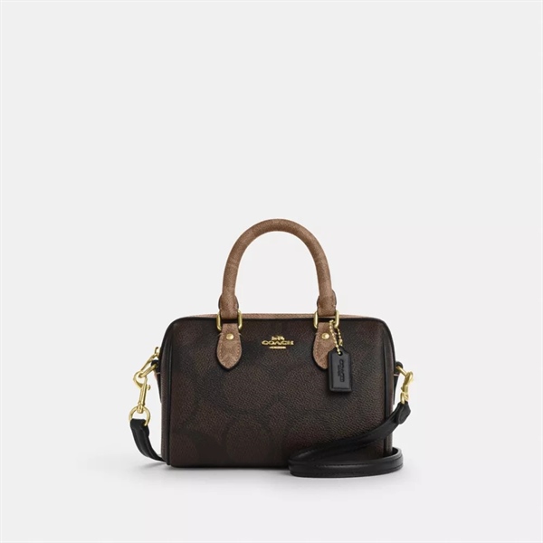 Túi Coach Rowan Mini Shoulder Bag in Exclusive Solid Maxi Canvas DS D.Brown