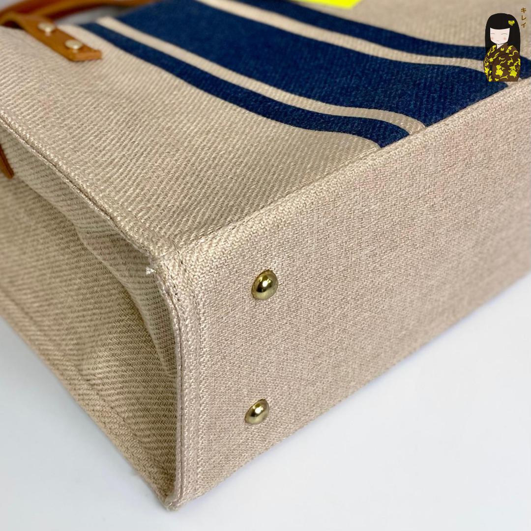 Kirei ECO stripes canvas tote HD Brown Blue
