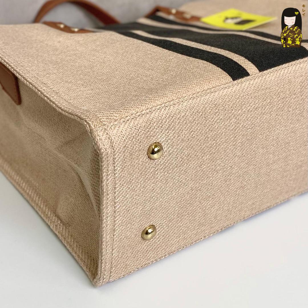 Kirei ECO stripes canvas tote HD Brown Black