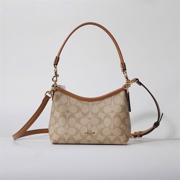 Túi Coach Laurel Small Shoulder Bag Signature Canvas DS Tan