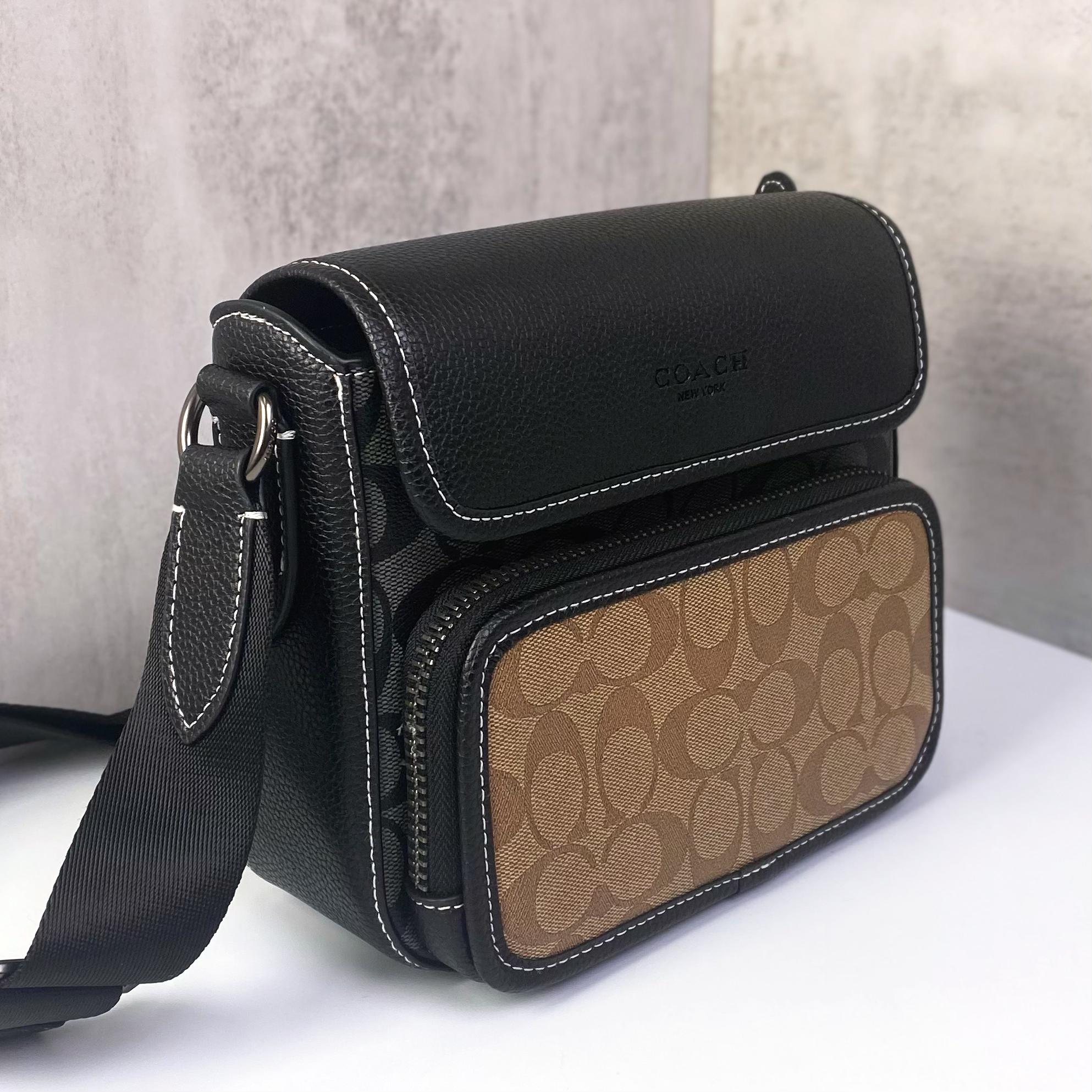 Túi Coach Sullivan Flap Crossbody Bag In Blocked Signature Canvas DS Brown/Black