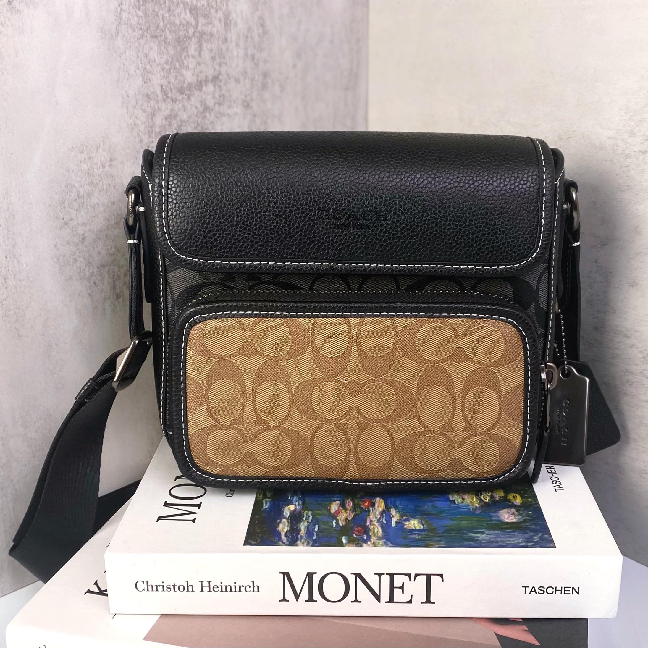 Túi Coach Sullivan Flap Crossbody Bag In Blocked Signature Canvas DS Brown/Black