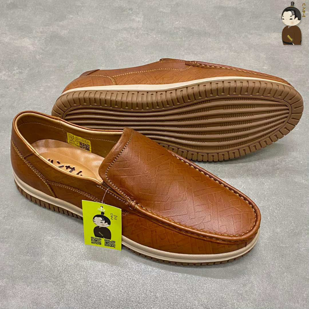 Hansamu Office LA Men&#39;s Brown Wrinkled Leather Loafers