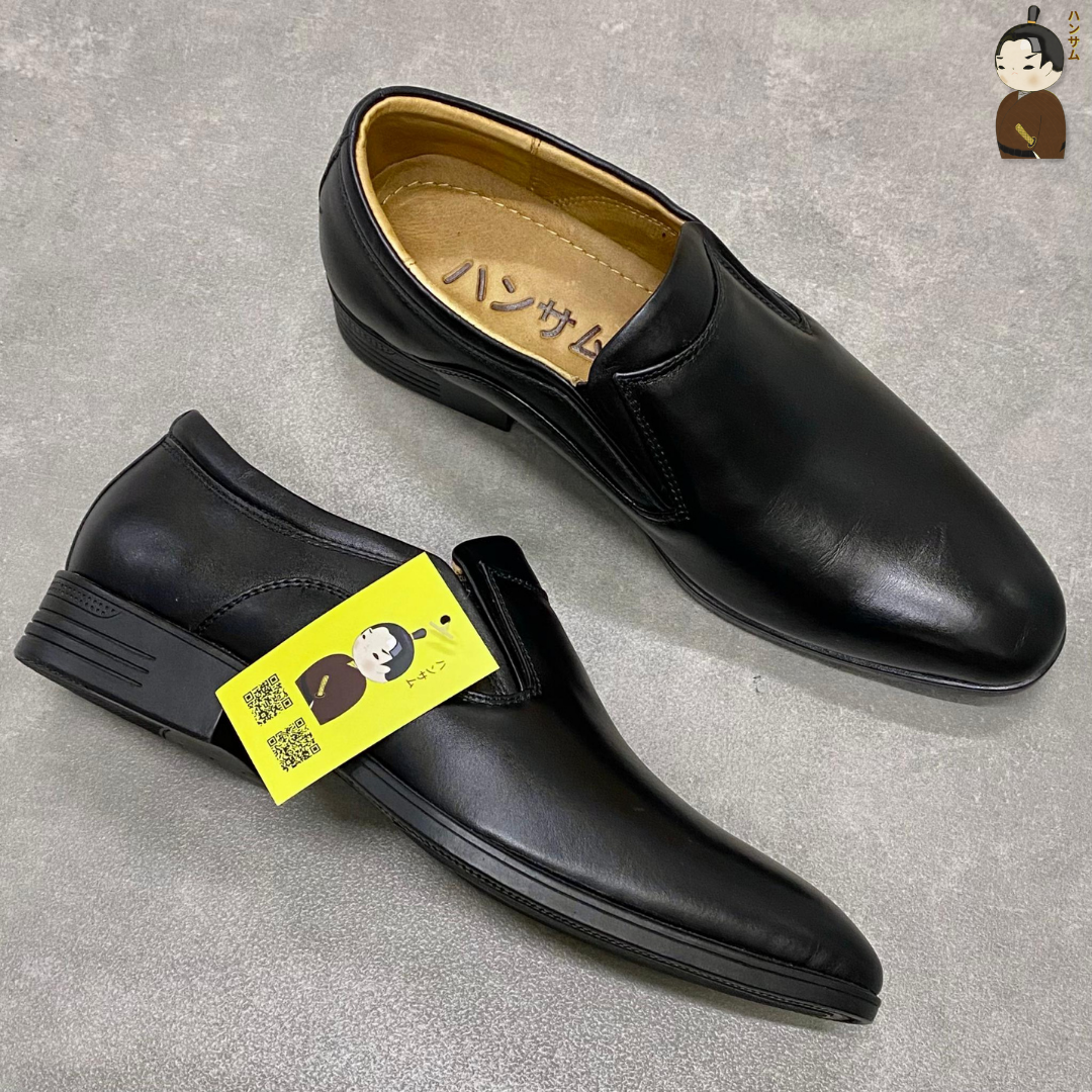 Hansamu smooth leather dress shoes HI Black