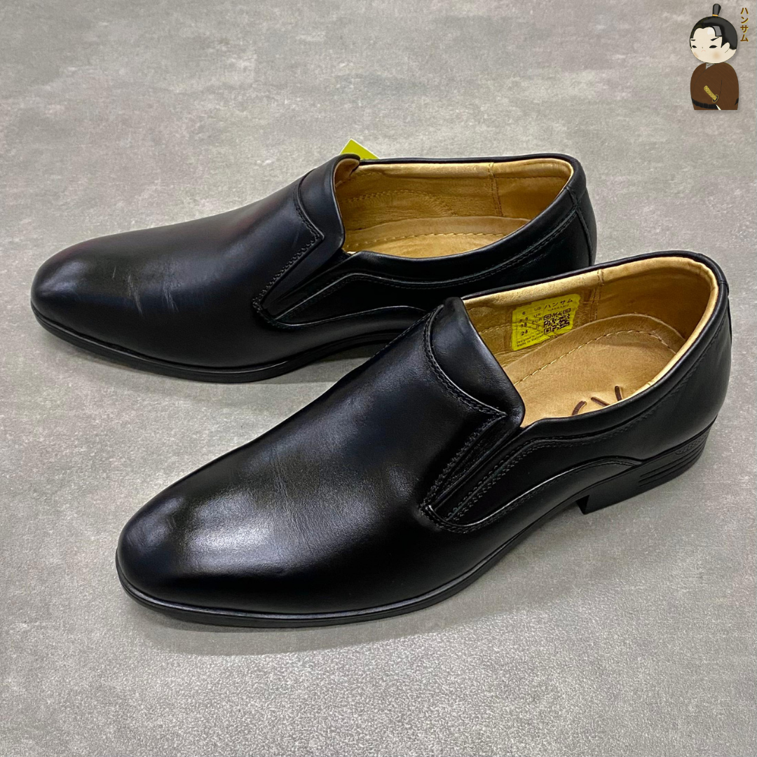 Hansamu smooth leather dress shoes HI Black