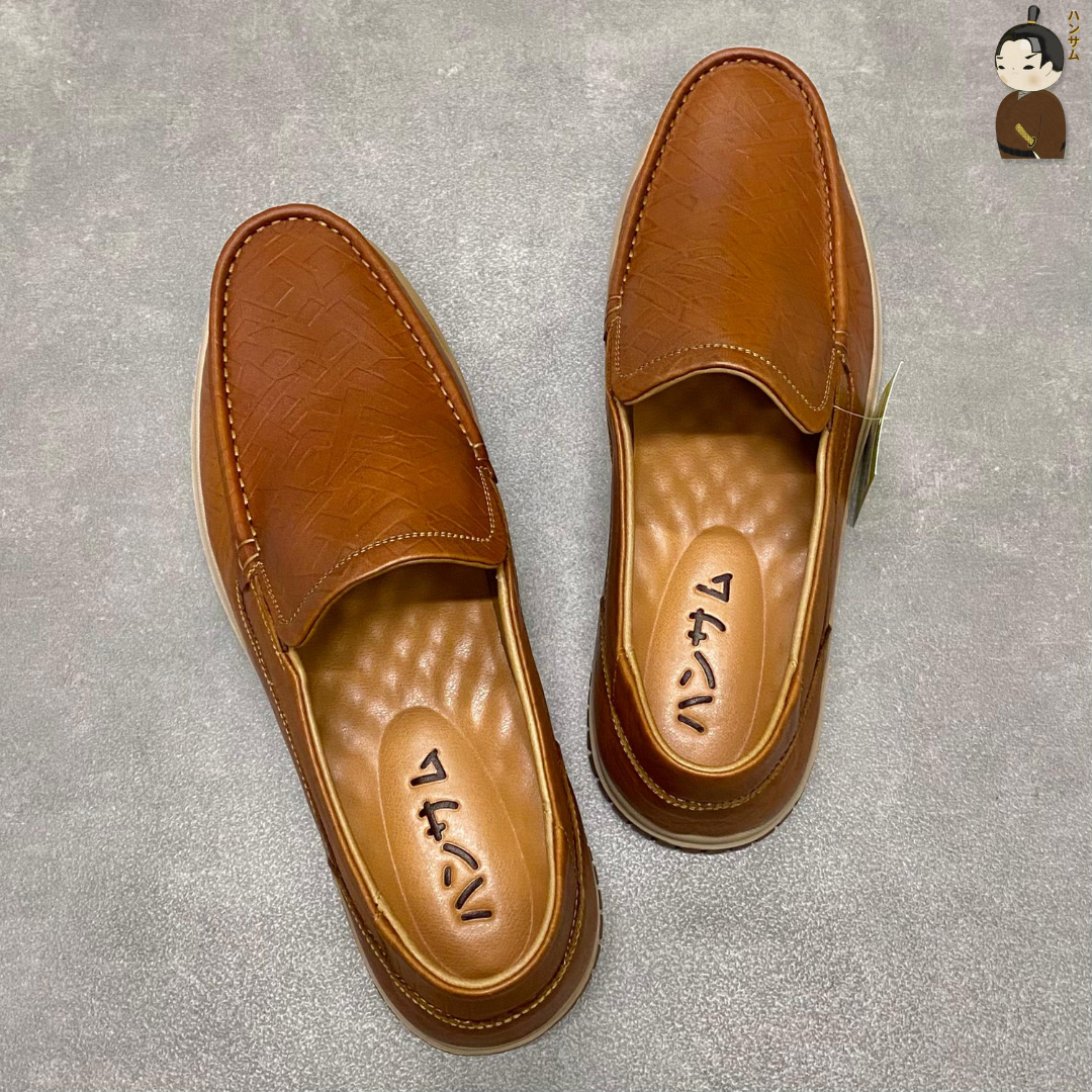 Hansamu Office LA Men&#39;s Brown Wrinkled Leather Loafers