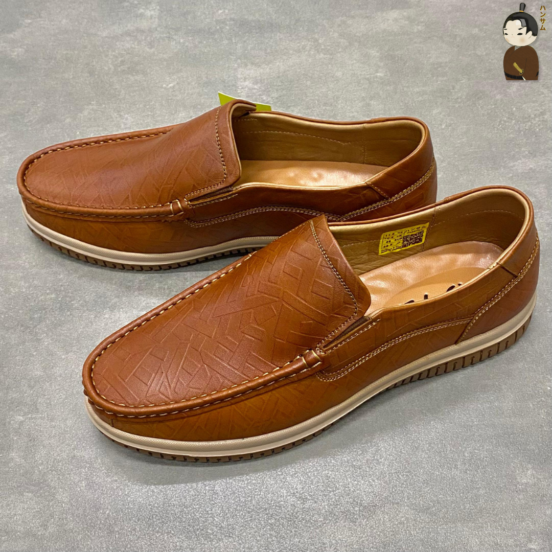 Hansamu Office LA Men&#39;s Brown Wrinkled Leather Loafers