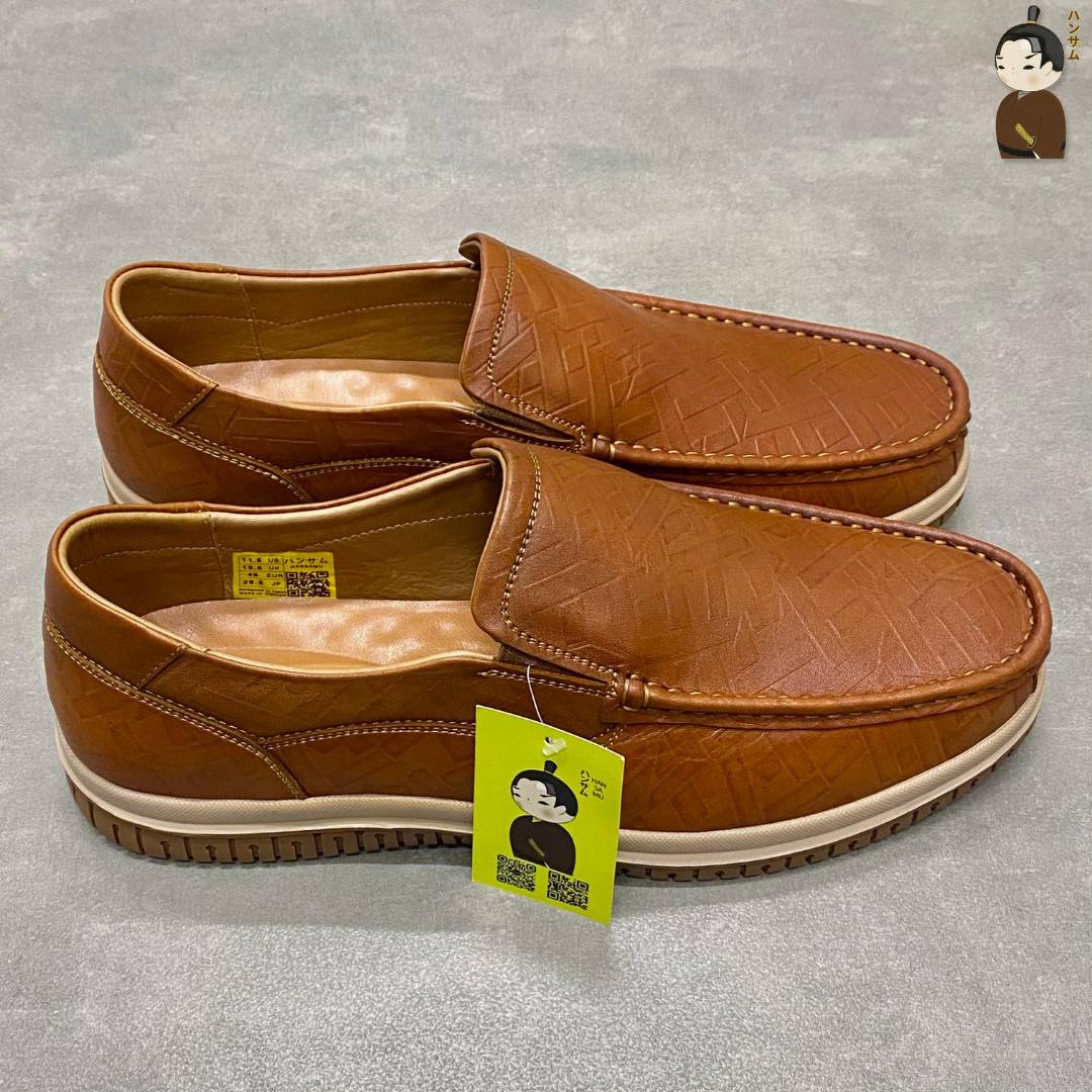 Hansamu Office LA Men&#39;s Brown Wrinkled Leather Loafers