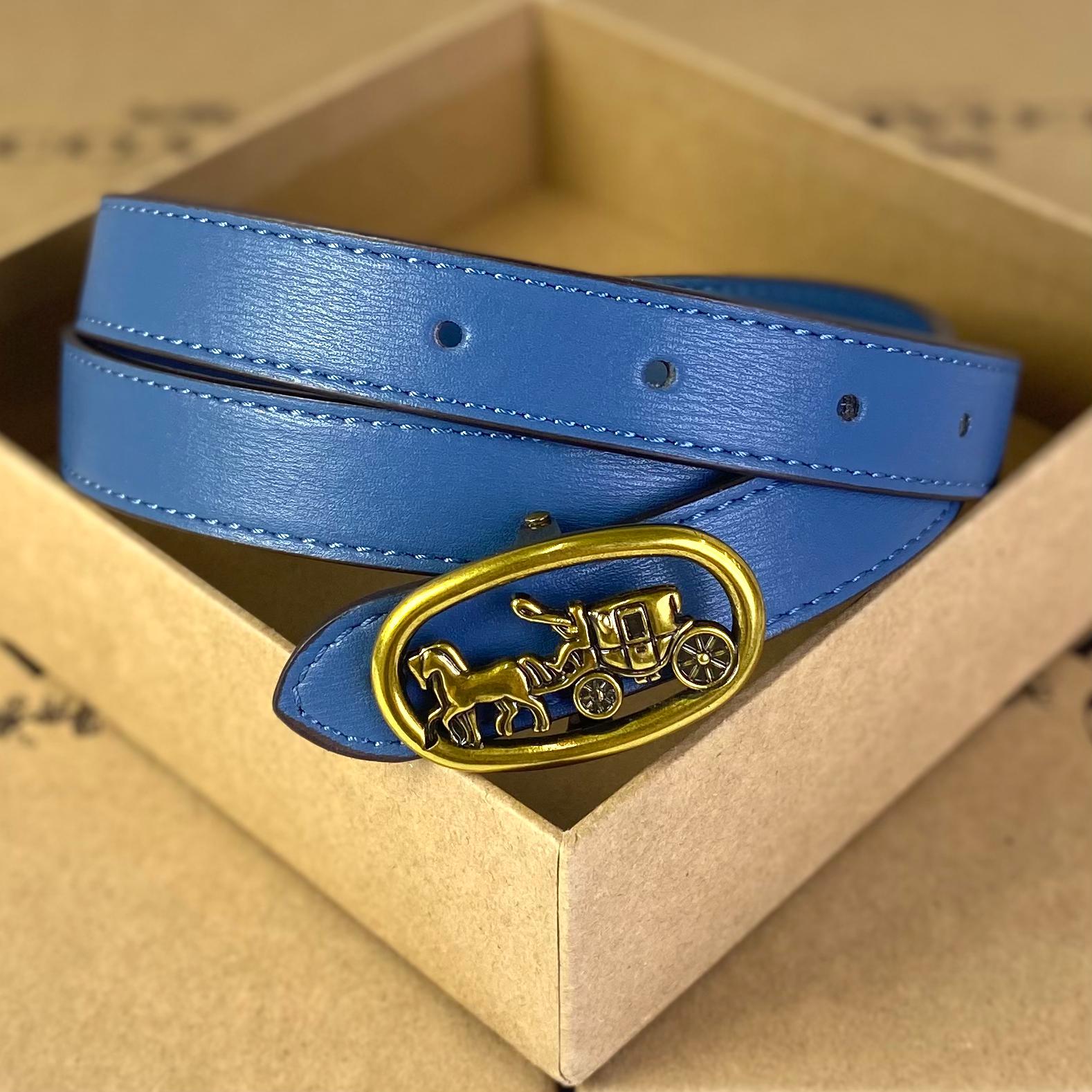 Dây Nịt Coach Logo Horse And Carriage Plaque DS Blue