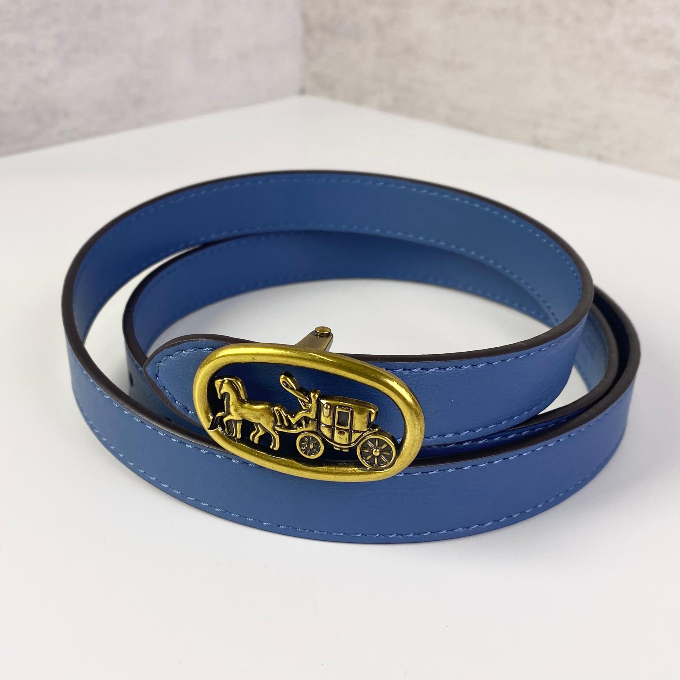Dây Nịt Coach Logo Horse And Carriage Plaque DS Blue