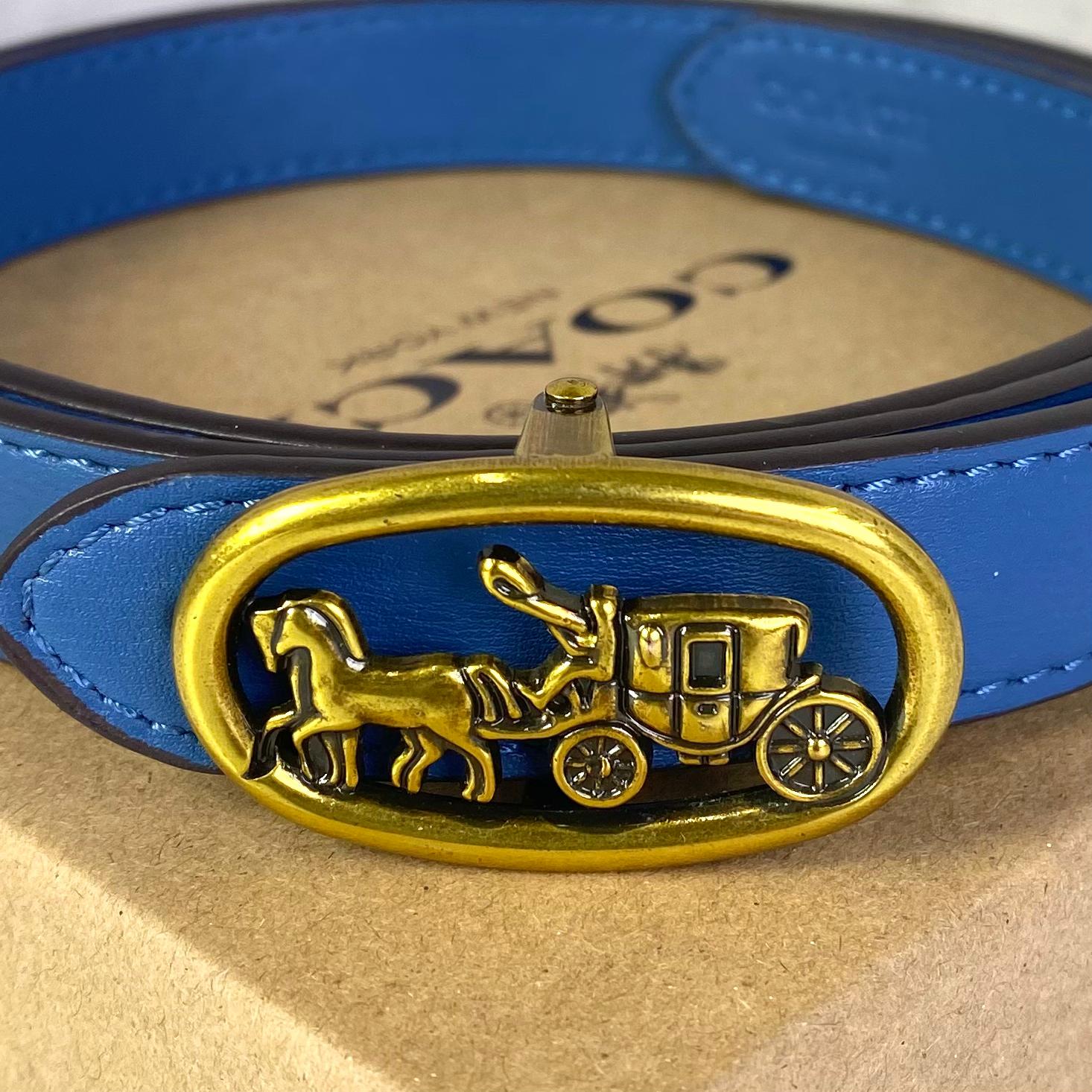 Dây Nịt Coach Logo Horse And Carriage Plaque DS Blue