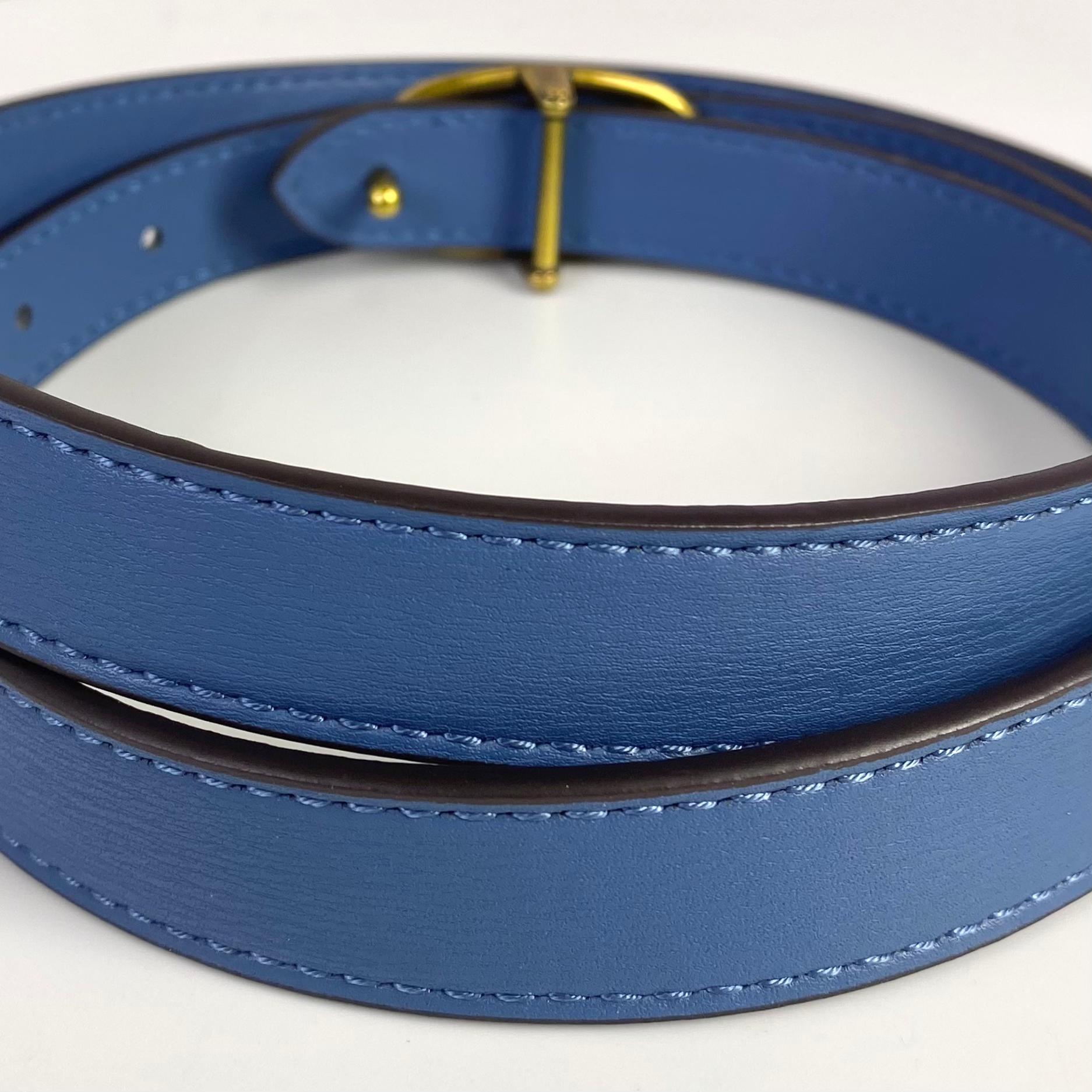 Dây Nịt Coach Logo Horse And Carriage Plaque DS Blue