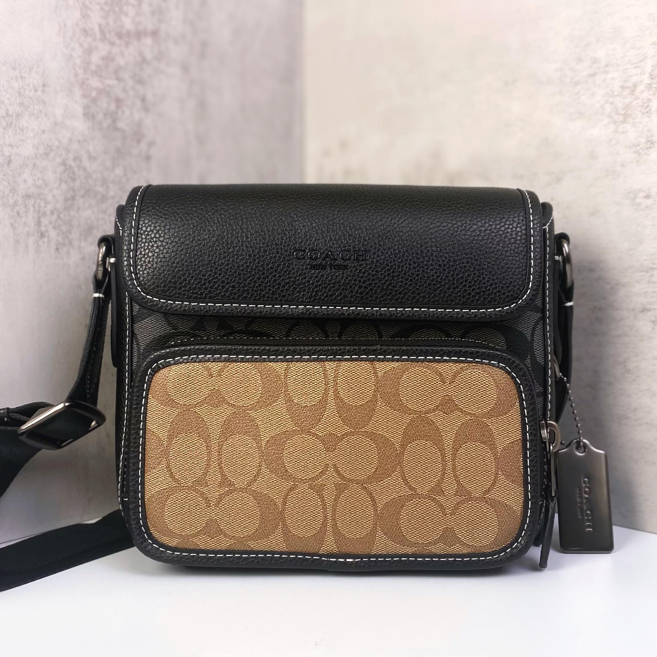 Túi Coach Sullivan Flap Crossbody Bag In Blocked Signature Canvas DS Brown/Black