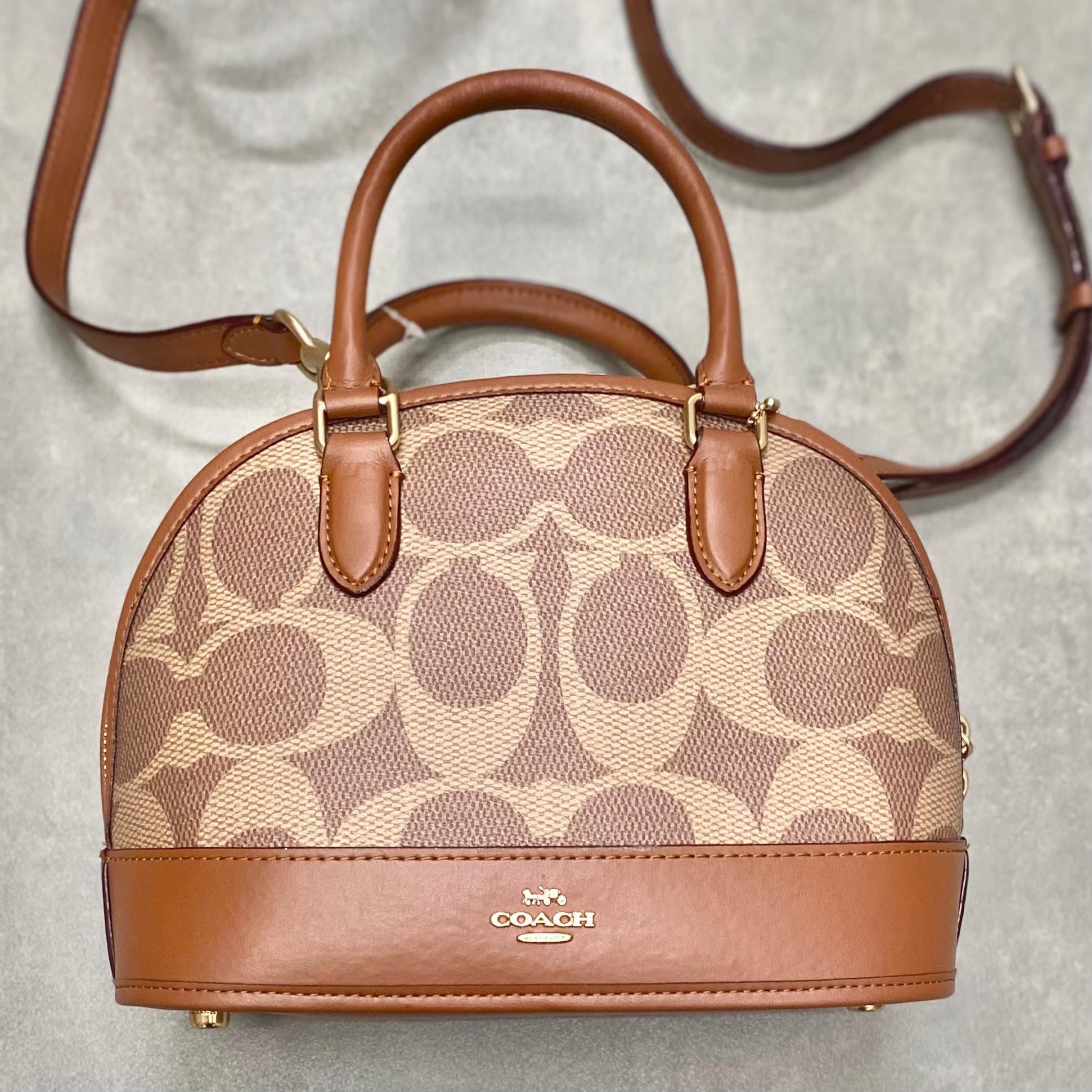 Túi Coach Sabrina Satchel Bag In Signature Canvas DS Brown