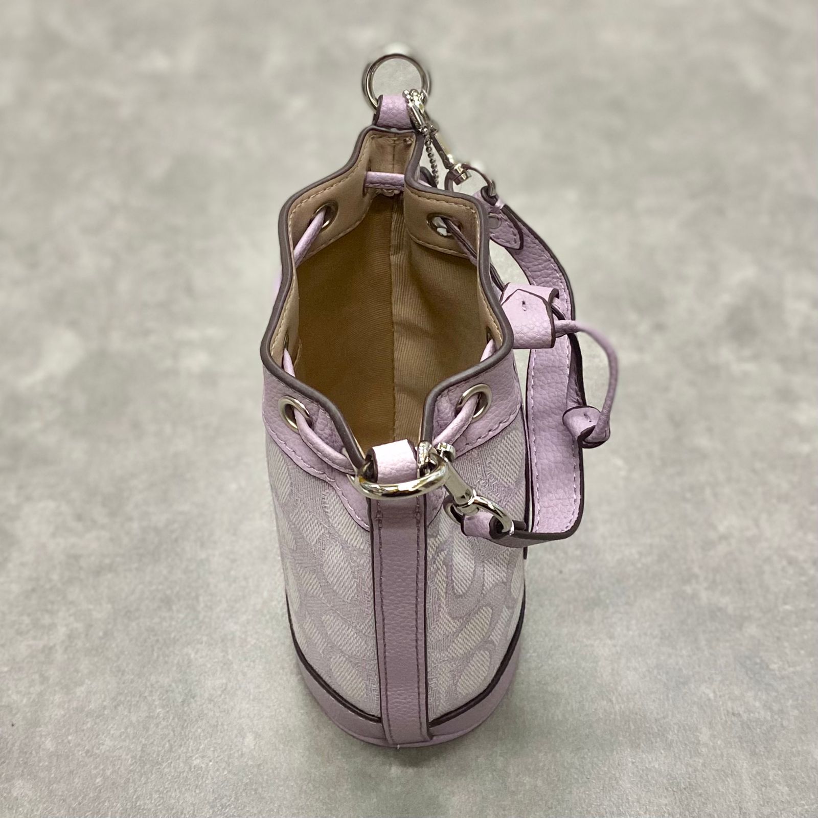 Túi Coach Mini Dempsey Bucket Bag In Signature Jacquard DS Purple